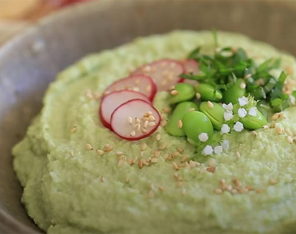 Edamame hummus is a vibrant